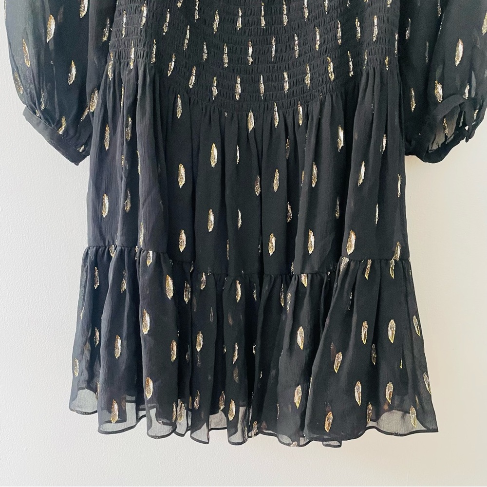 REBECCA TAYLOR Silk Metallic Clip Dot Dress Size 2 - Picture 16 of 16